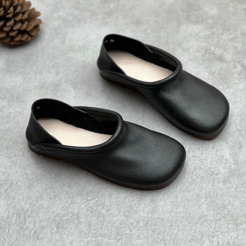 Women's Genuine Two-way Wear Square Toe Flat Bottom Personalized Ethnic Women's Casual Shoes