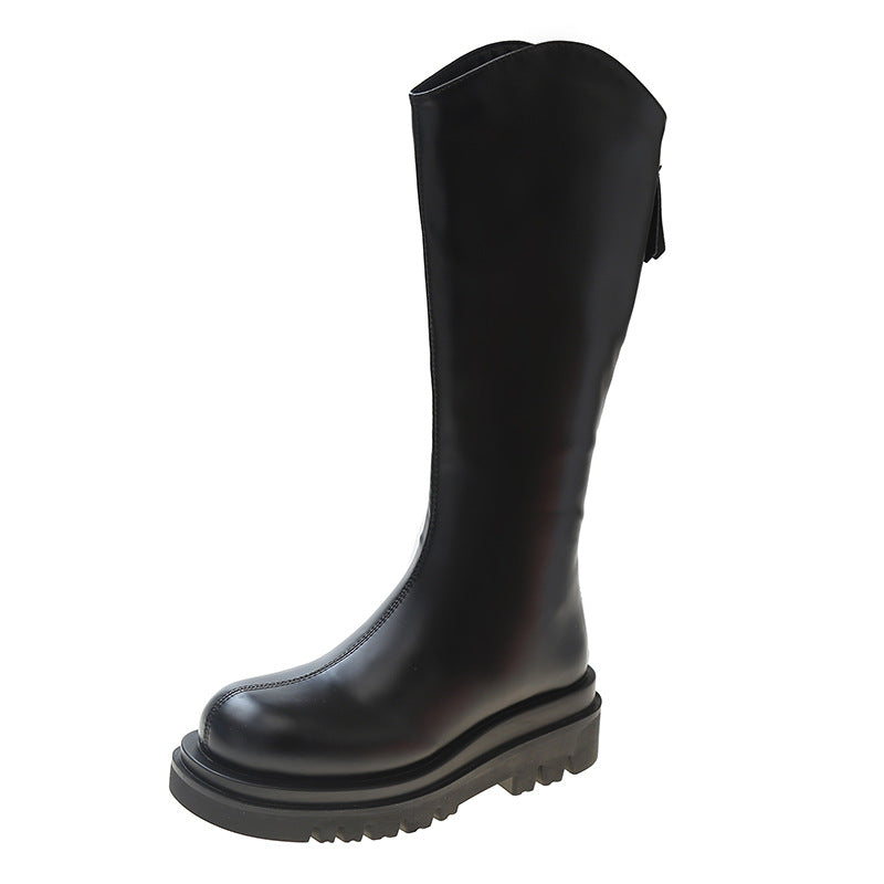 Female Fleece-lined Platform Widened Large Tube Circumference Fat Boots