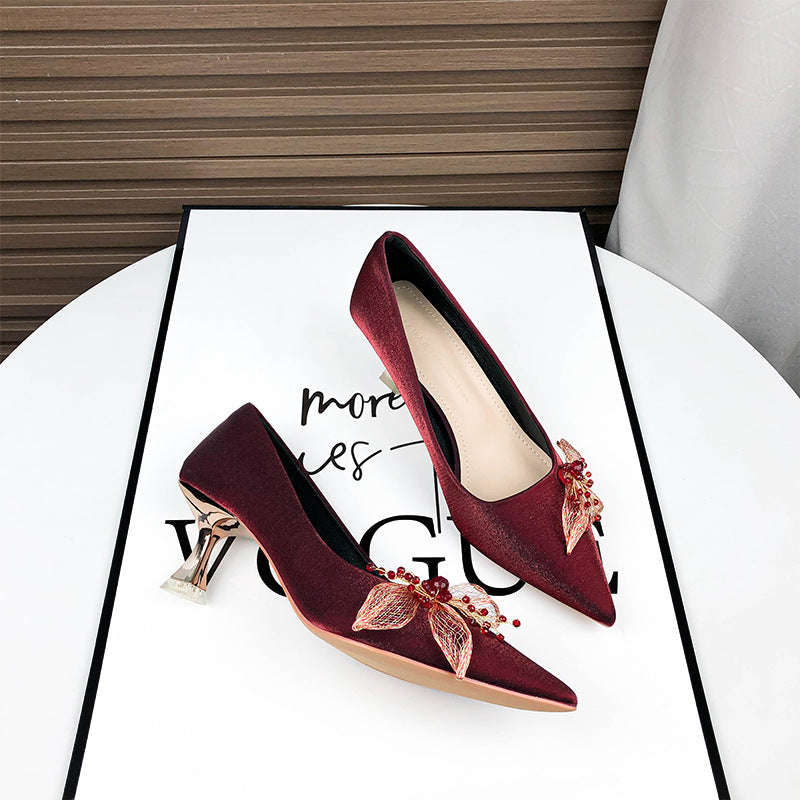 Women's Red Wedding High Chinese Toast Bridal Heels