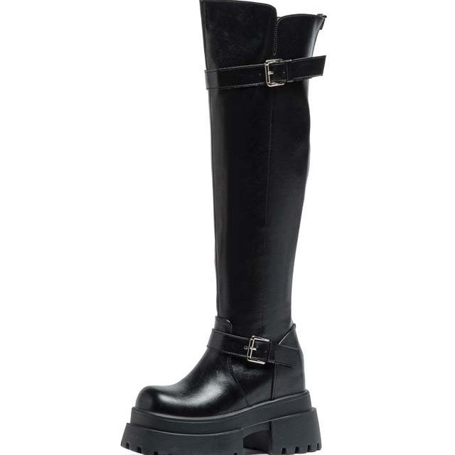 Women's Knee Platform High Elastic Modified Big Long Legs Cool Cm Women's Leather Boots