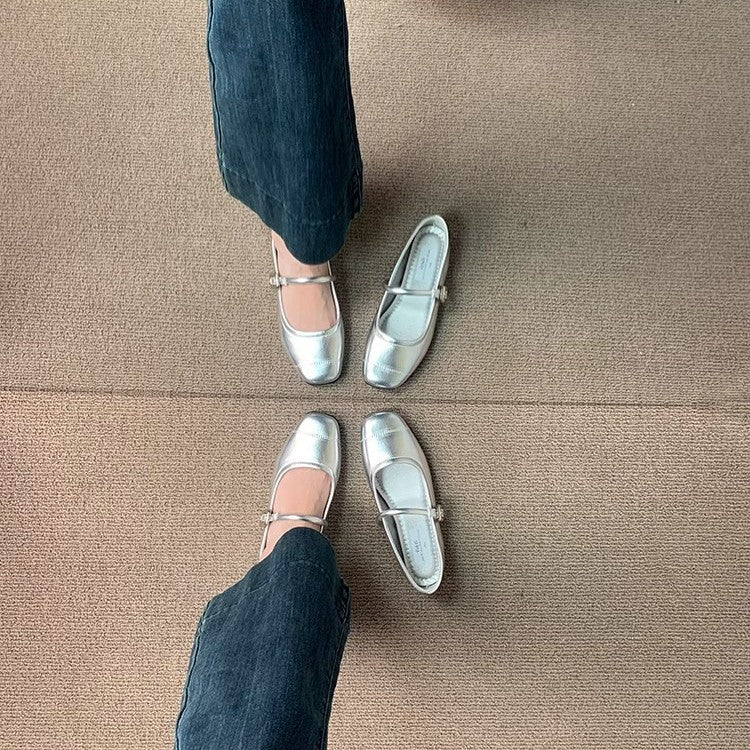 Retro Easy Matching Sier Summer French Vintage Women's Shoes