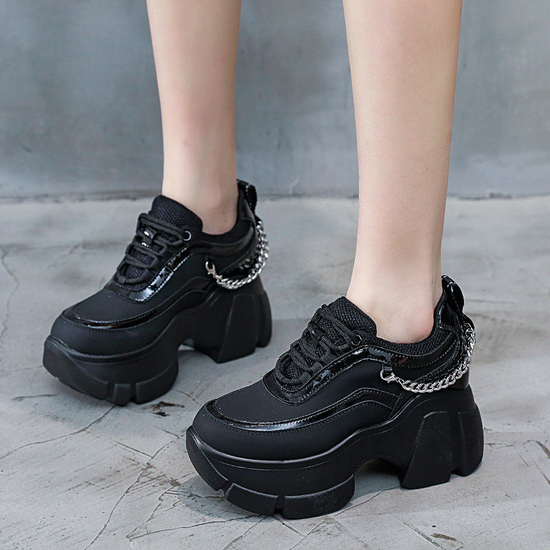 Women's Dad Autumn Retro Platform Height Increasing Insole Men's Shoes