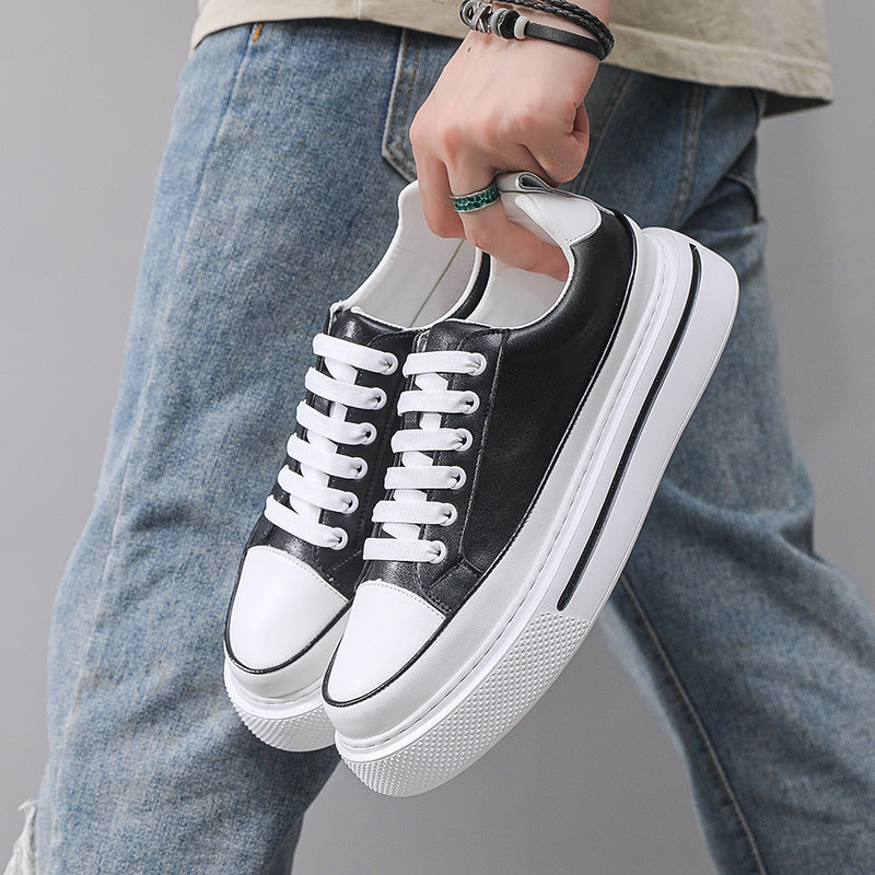 Men's White Thick-soled Four Green National Fashion Men's Board Shoes