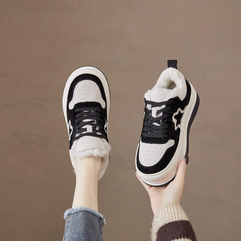 Women's Warm White Genuine Winter Korean Style Casual Shoes