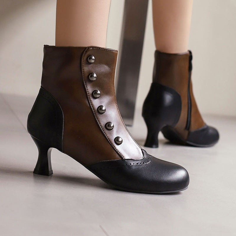 Women's Plus Size Color Matching Metal Rivet Heels