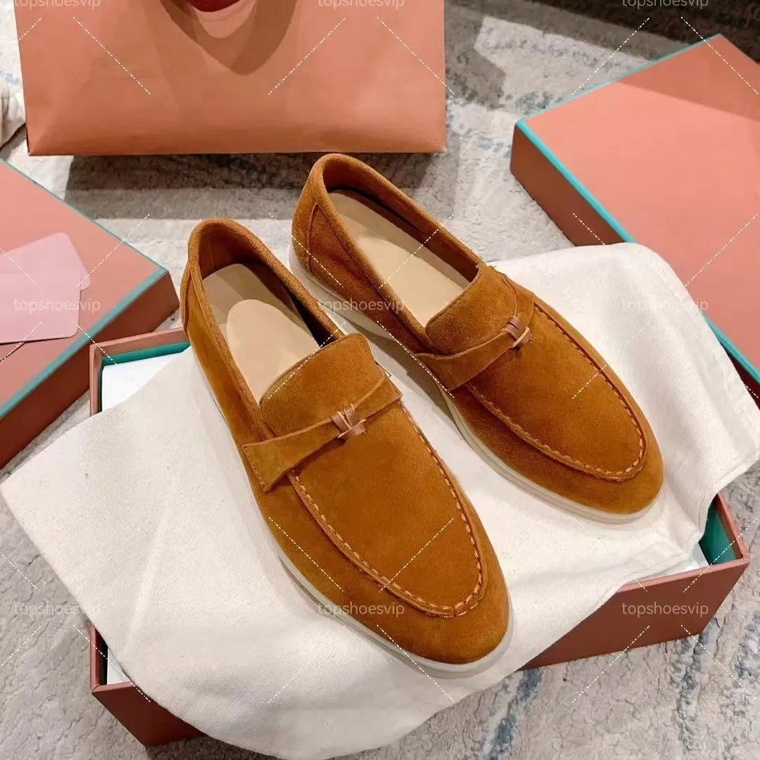 Women's Sheepskin Slip-on Pumps British Tassel Buckle Women's Casual Shoes