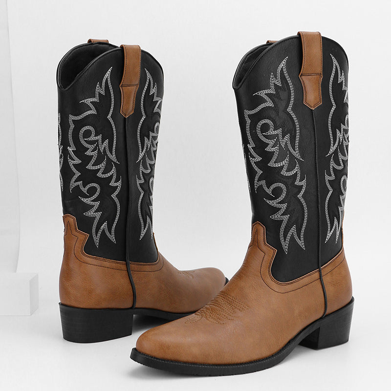 Men's Embroidery Retro High Pointed Western Cowboy Boots