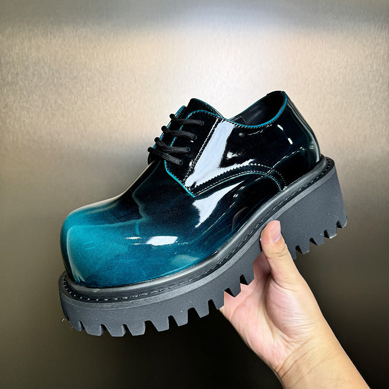 Men's Insole Derby Retro Rub Colored Gradient Men's Casual Leather Shoes