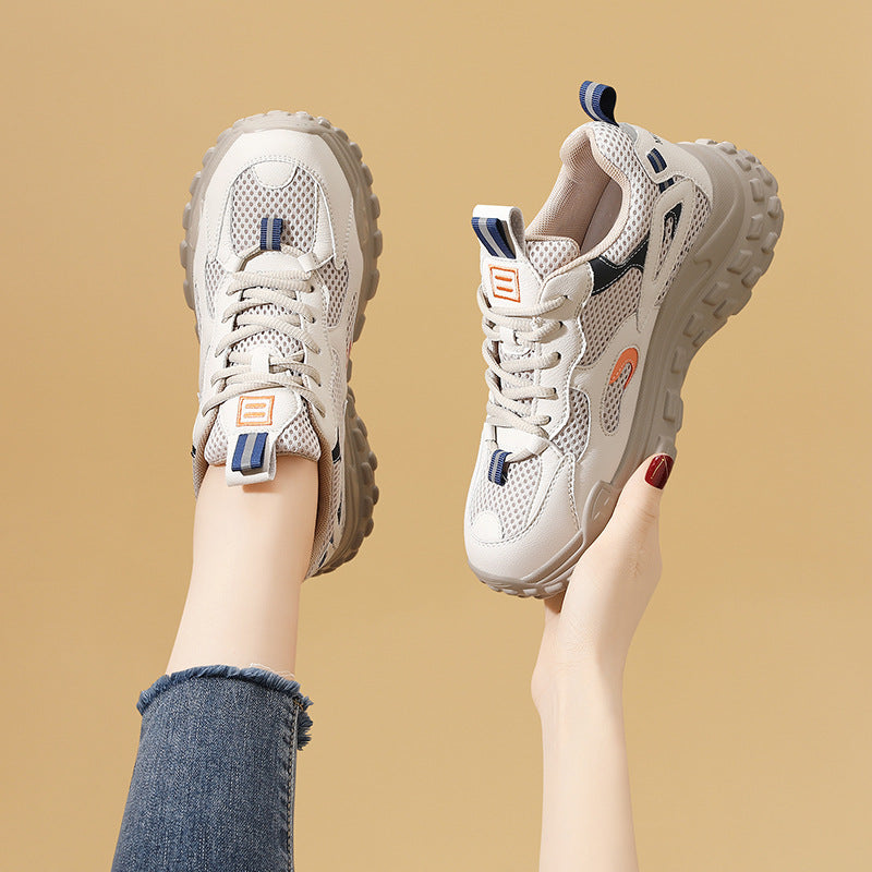 Women's Clunky Fashionable Retro Autumn Flat Platform Color Matching Sneakers