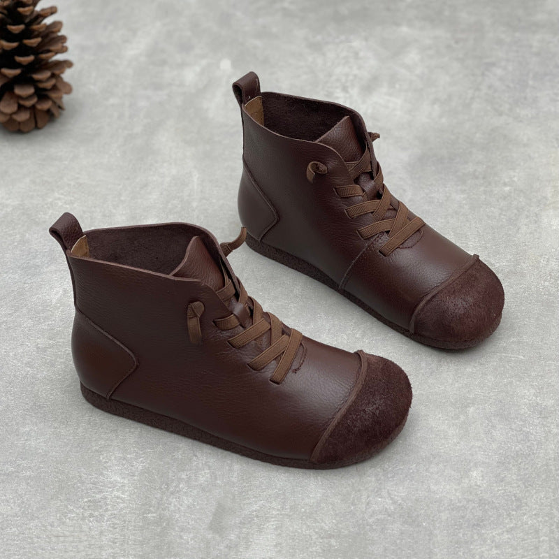 Retro Style Soft Bottom With Veet Lining Warm Boots