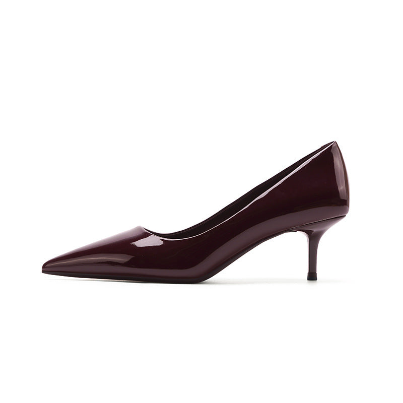 Women's Solid Color Not Tired High Stiletto Pointed Burgundy Heels
