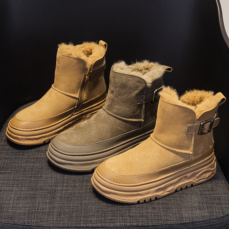 Women's Genuine Winter Fleece-lined Thickened Cotton Thick Snow Boots