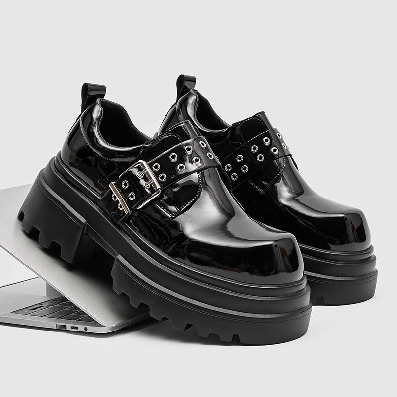 Men's British Style Comfortable Small Winter Raise The Bottom Brown Men's Casual Leather Shoes