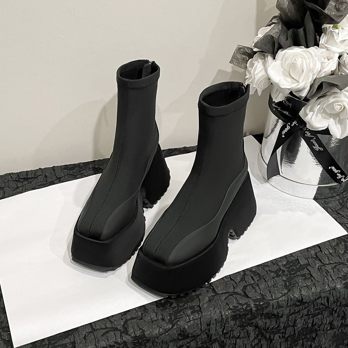 Women's Autumn Thick Bottom Increased Stretch Thin Boots