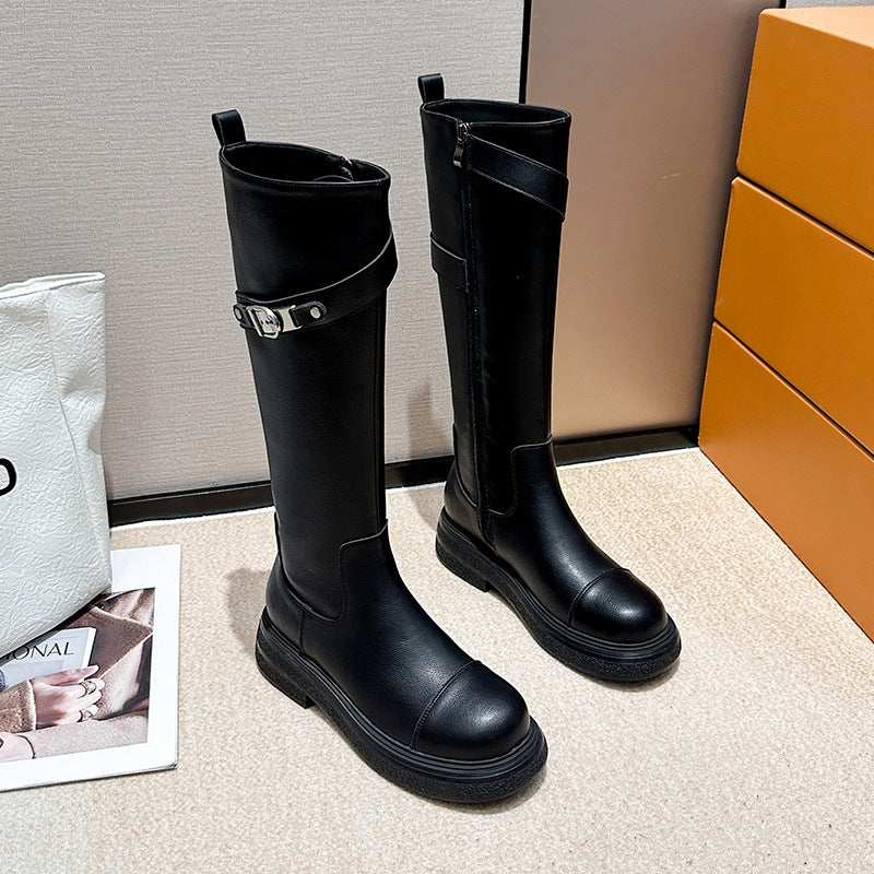 Women's Brown Knight High Below The Knee Women's Leather Boots