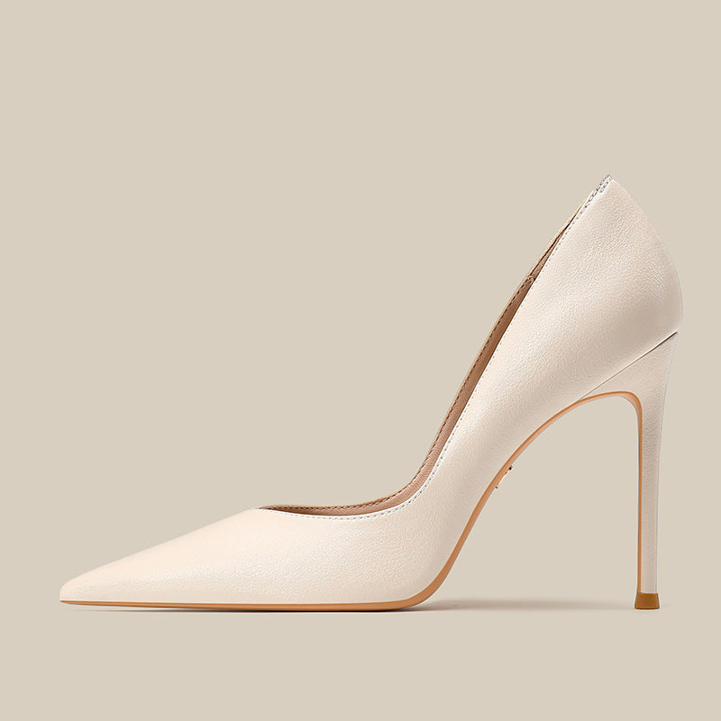 Women's Toe Stiletto Sexy French Style Comfortable High V Cut Black Women's Fashion Shoes