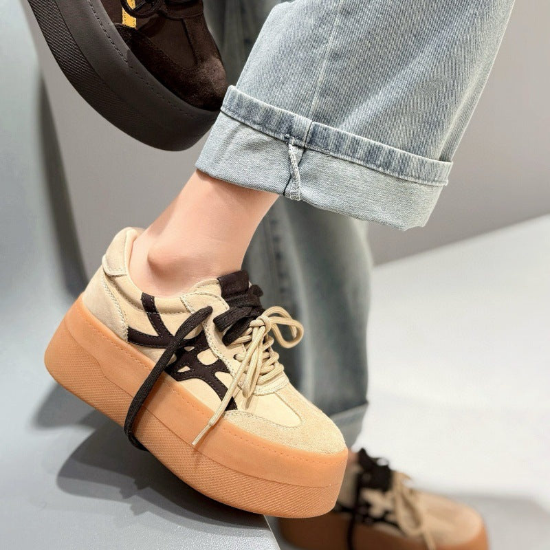 Women's Thick-soled Style Spring Color Matching Genuine Women's Casual Shoes