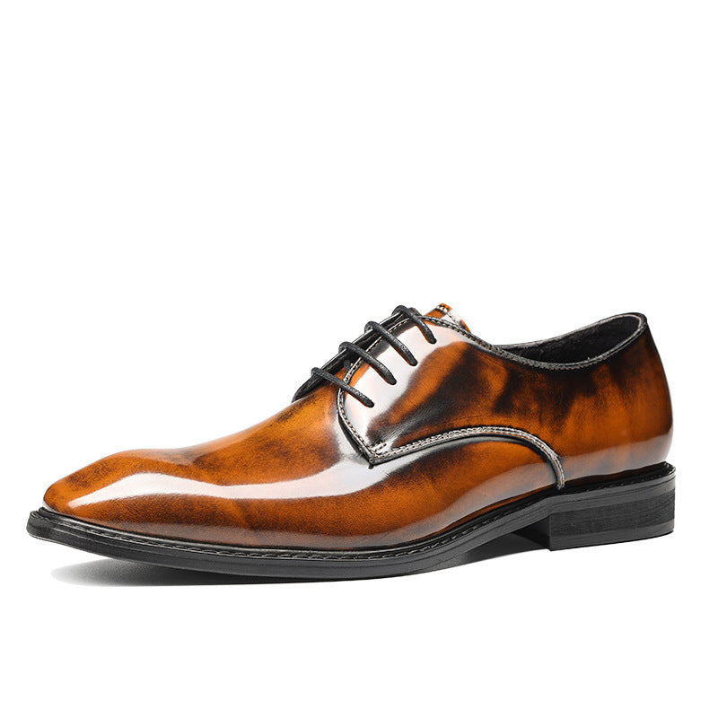 Men's First Layer Cowhide Gentleman Formal Slit Bead Leather Shoes