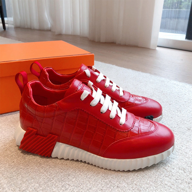 Suede Cowhide Stitching Fabric Couple Fashion Casual Shoes