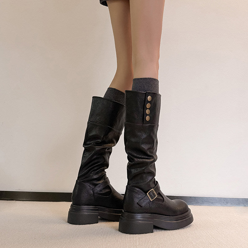 Insole Western Cowboy Waste Soil Style High Female Small Pile Women's Leather Boots