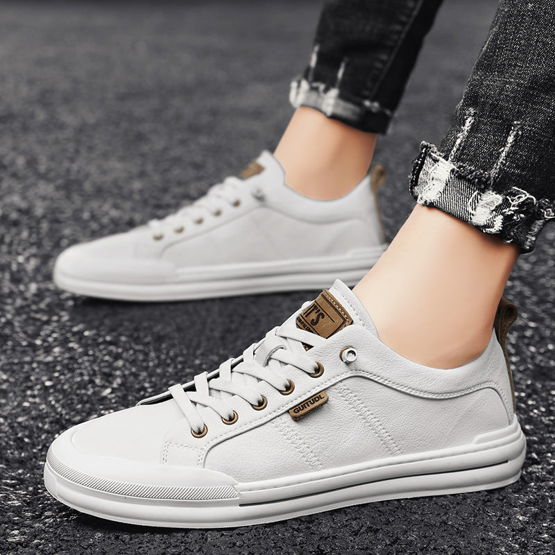 Men's Autumn Fashionable Popular White Plain Sneakers