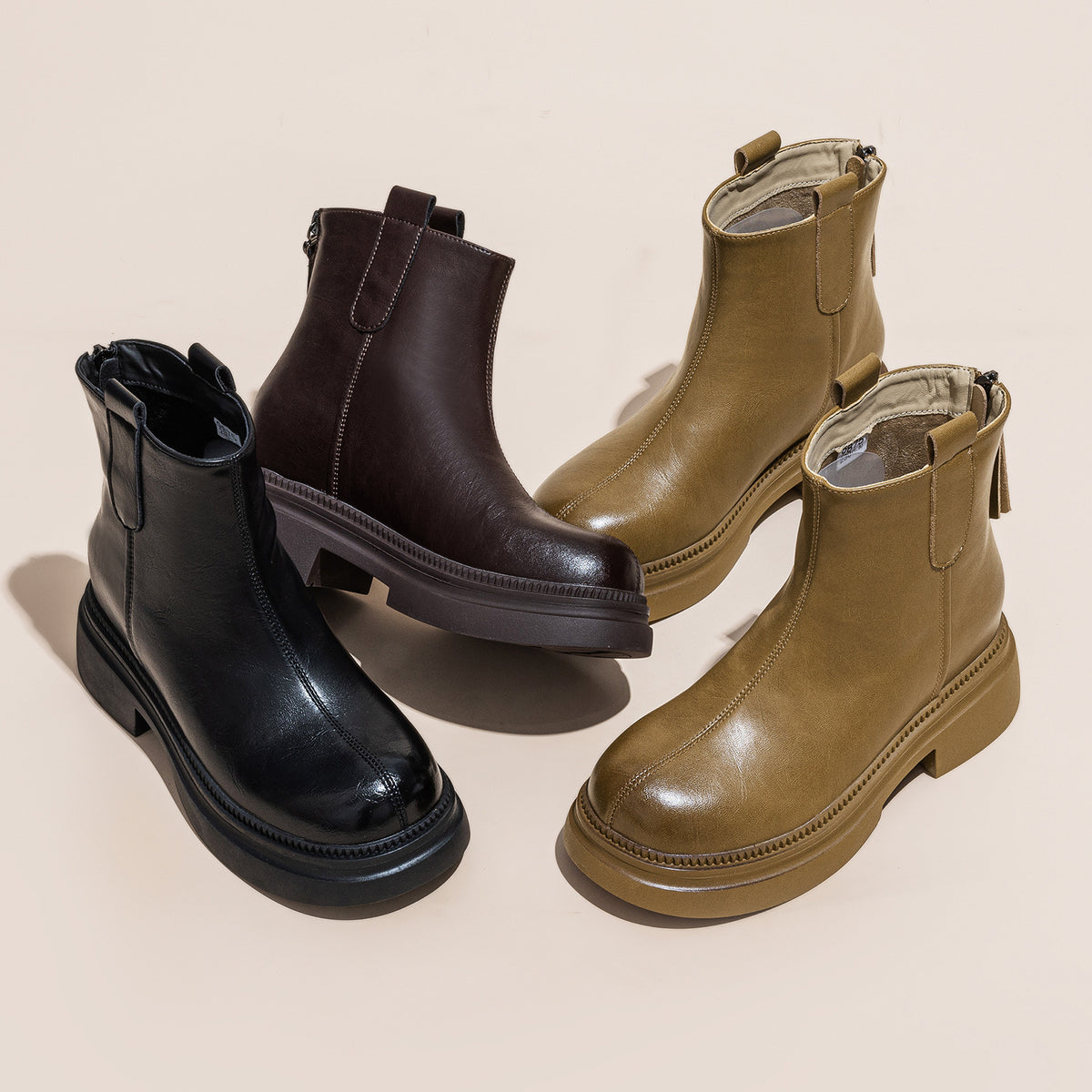 Women's Martin Platform Height Increasing Insole Skinny Women's Leather Boots