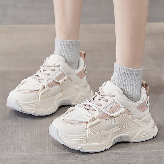 Women's Platform Dad Height Increasing White Leisure Casual Shoes