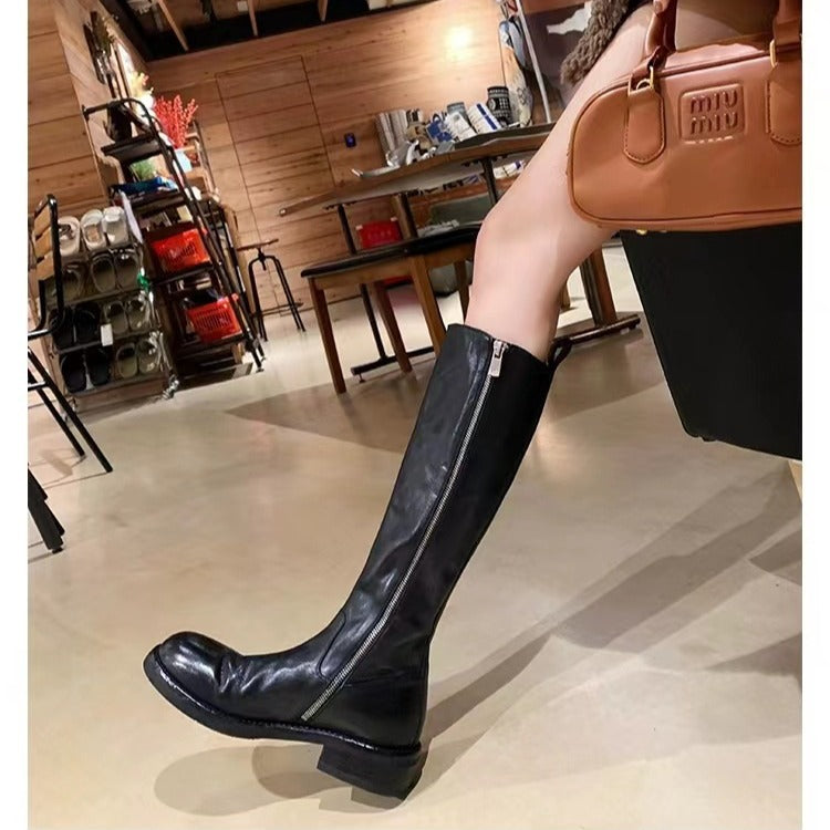 Full Horse Round Head Chunky Side Heels