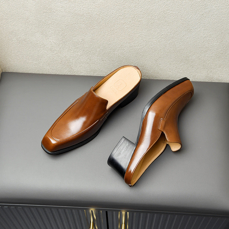 Men's Square Toe Pump High Half Height Slippers