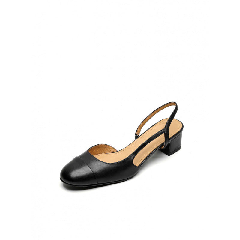 Women's Strap Toe Cap Back Mid Temperament Empty Versatile Sandals