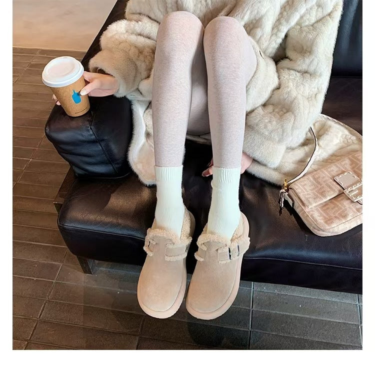 Women's Platform Slip-on Lofter Furry Bread Fleece-lined Casual Shoes