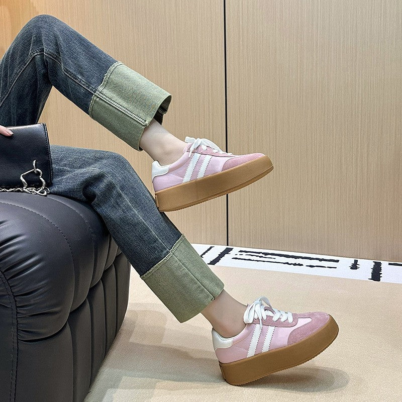 Women's Thick-soled Small Height Increasing Insole German Training Spring Fashion Retro Women's Casual Shoes