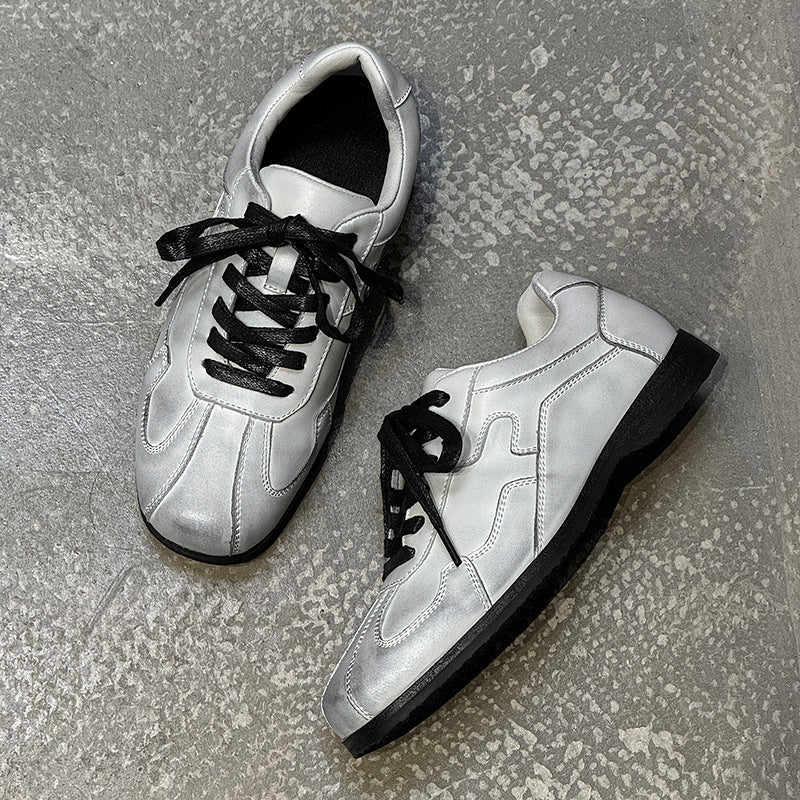 Women's Classic Commute German Training Soft Bottom Comfortable Lace Up White Men's Board Shoes