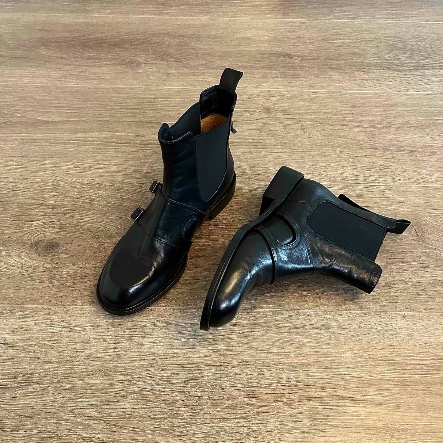 Women's Comfortable British Style Chelsea Thick Black Heels