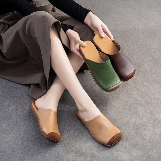Women's Toe Box For Outdoors Square Artistic Slippers