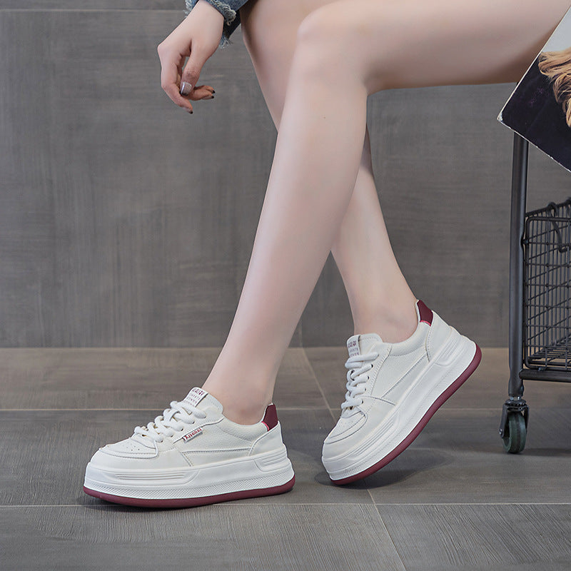 Women's Spring Genuine Platform White Female Korean Style Live Broadcast Muffin Women's Casual Shoes