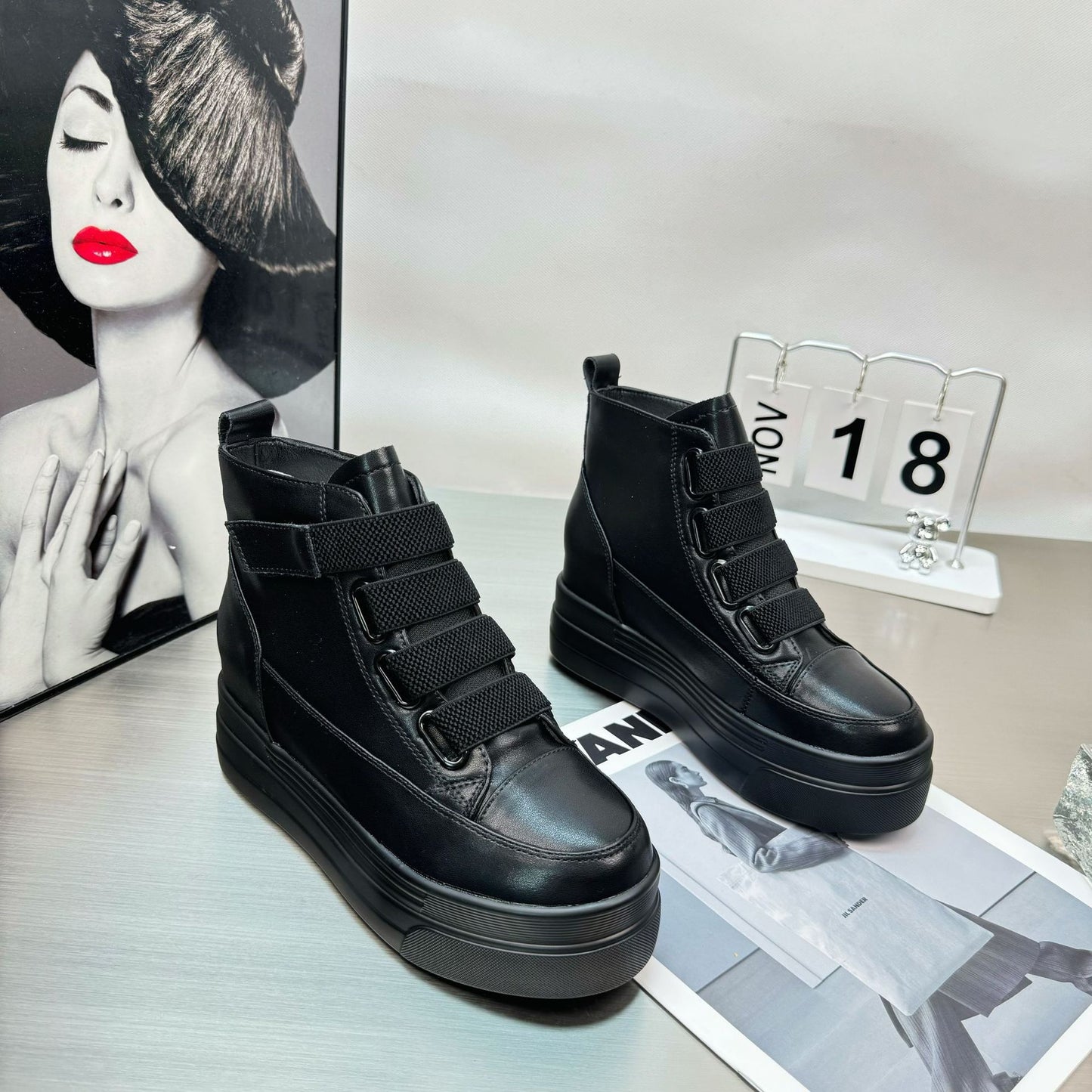 Women's Inner Height Increasing Black Small Tall Women's Shoes