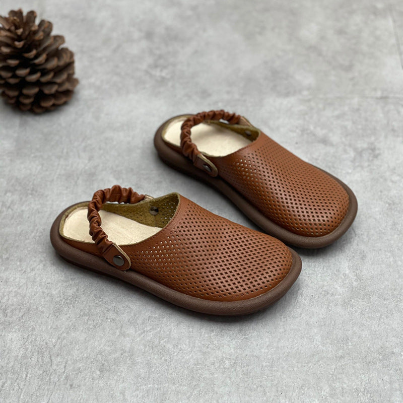 Women's Soled Flats Closed Toe Hollow Out Flat Slippers