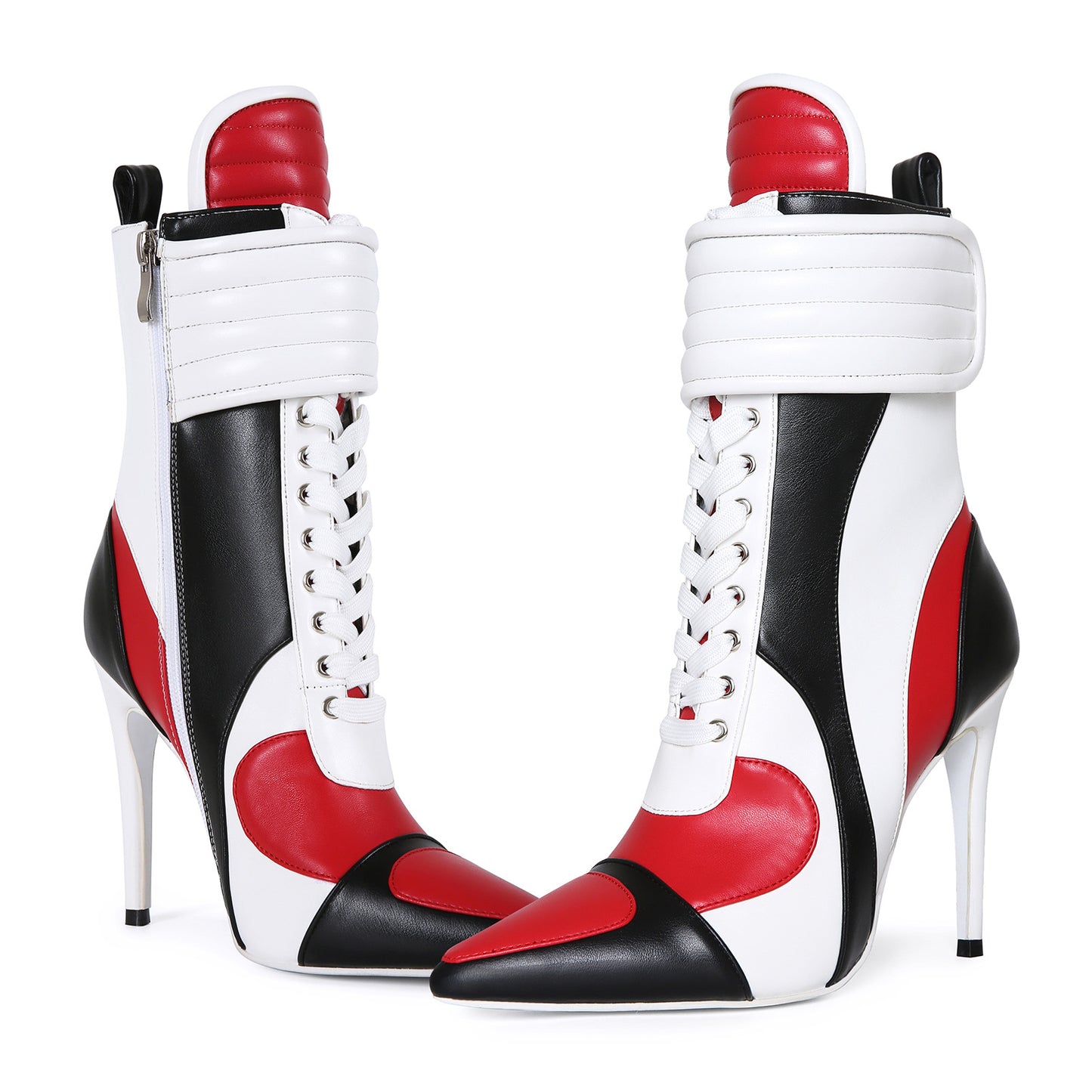 Women's Matching Pointed Sports Style Stiletto Large Size Ankle Women's Leather Boots