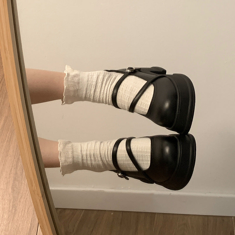 Round High Platform Female Summer Versatile Retro French Mary Heels