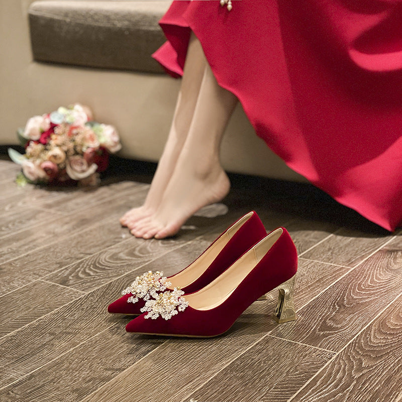 Women's Red Wedding Chunky Small Size Clothing Not Heels