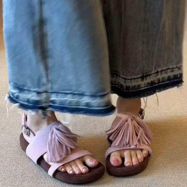 Women's Version Retro Minority Matte Tassel Roman Super Women's Casual Shoes