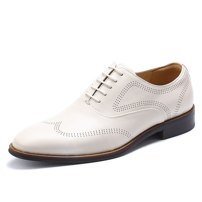 Men's Korean Formal Wear British White Fashion Men's Business Leather Shoes