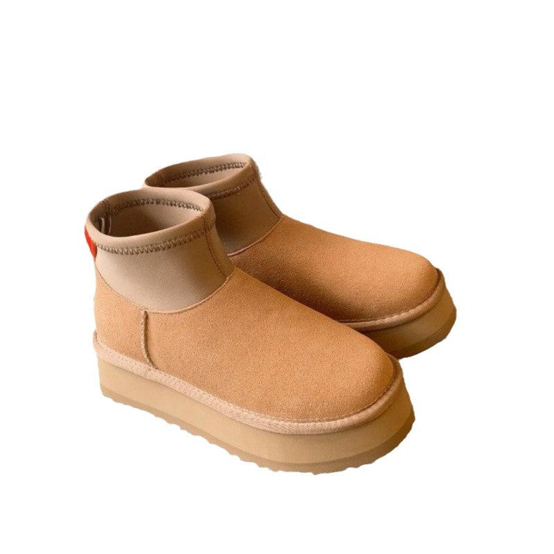 Women's Pencil Winter Elastic Fabric Fleece-lined Thick Outdoor Snow Boots