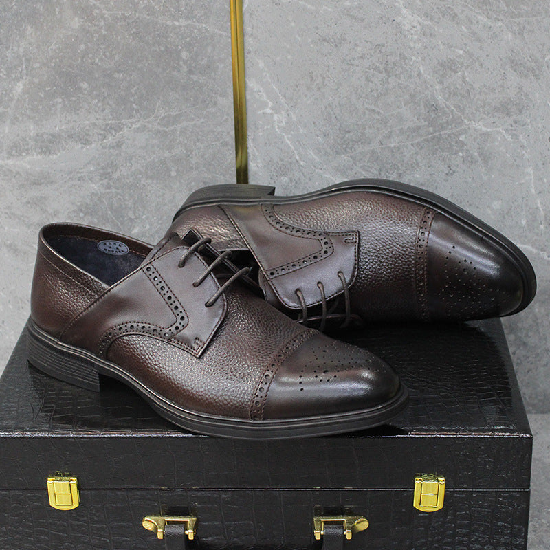 Men's Brogue Business Soft Bottom Pointed Toe Leather Shoes