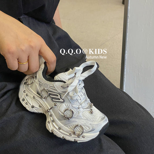 Children's Super Cool Rivet Paris Dad Retro Rub Colored Sneakers