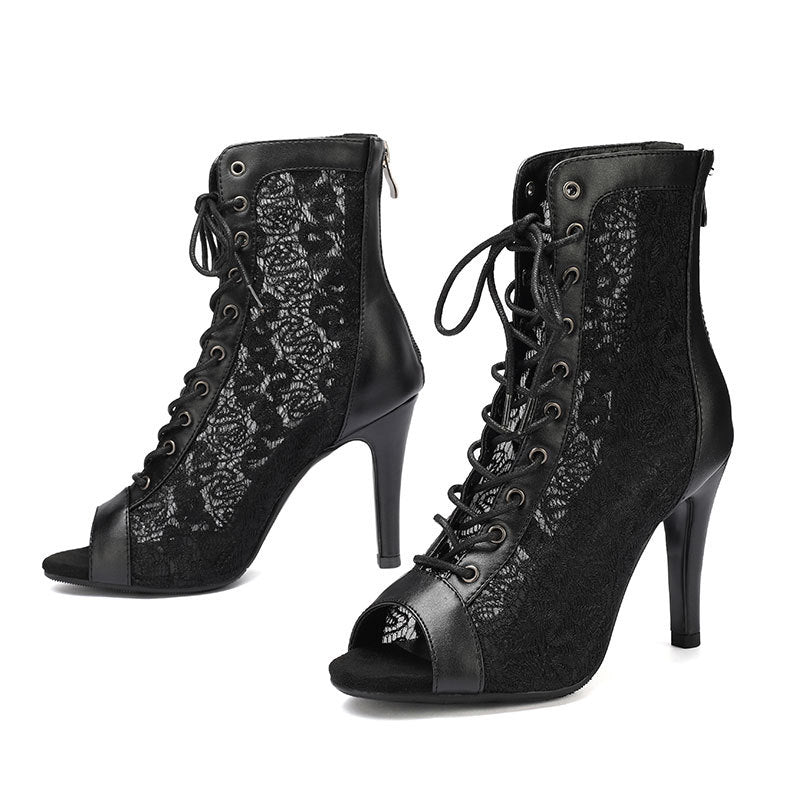 Women's Hollow Out With Jazz Dance Dancing Peep Toe Boots