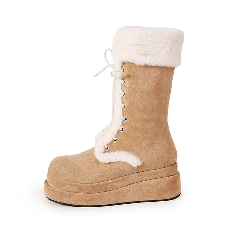 Women's Versatile Furry Fur For Fleece-lined Thicker Snow Boots