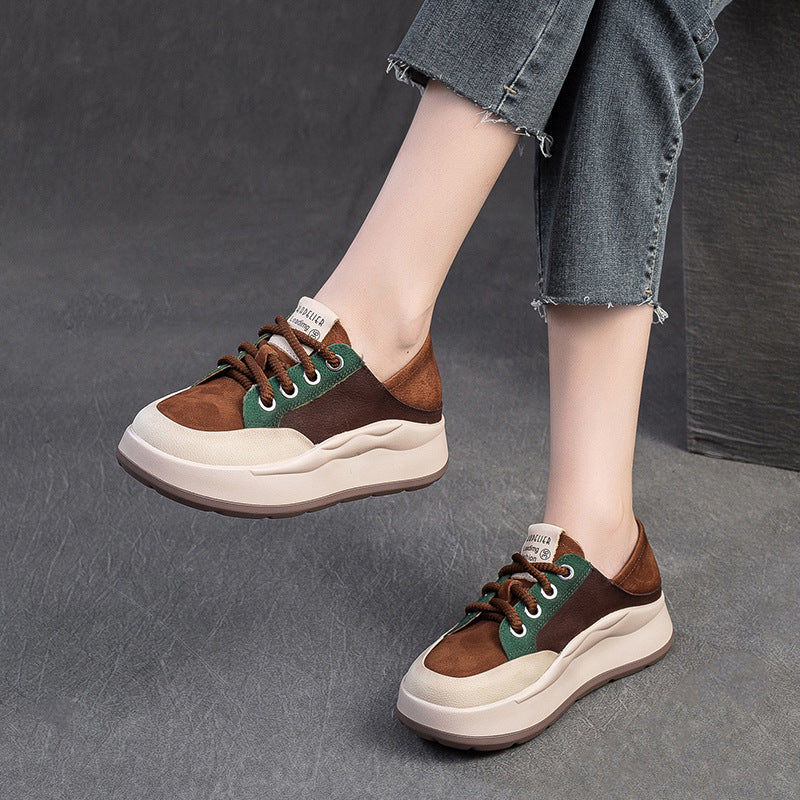 Women's Color Matching Fashion Pumps Thick Bottom Simple Women's Casual Shoes