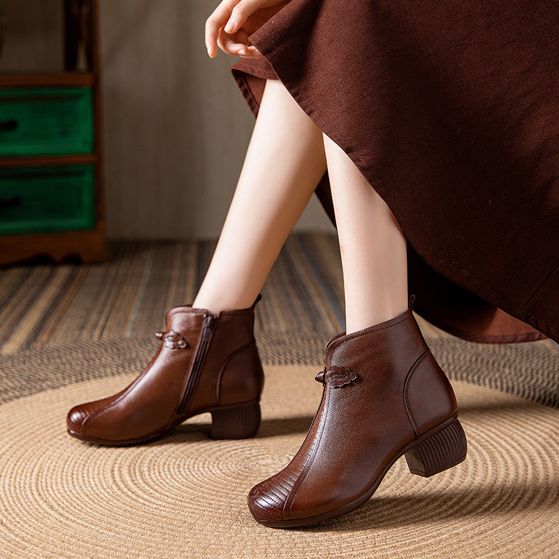 Soft Soled Surface Thick Mid Ethnic Boots